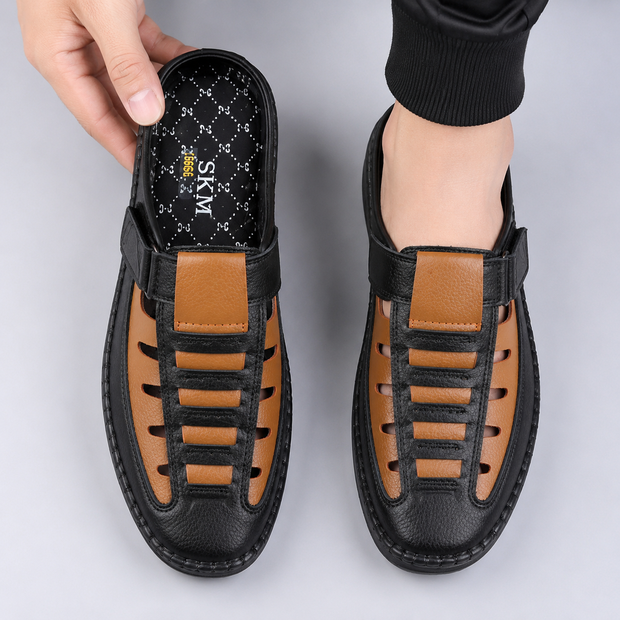 382808FB-44E6-421D-BE63-4CF998E83B8D Awsome stylish Genuine Leather Half Sacchi Sandal for Men - Image 1